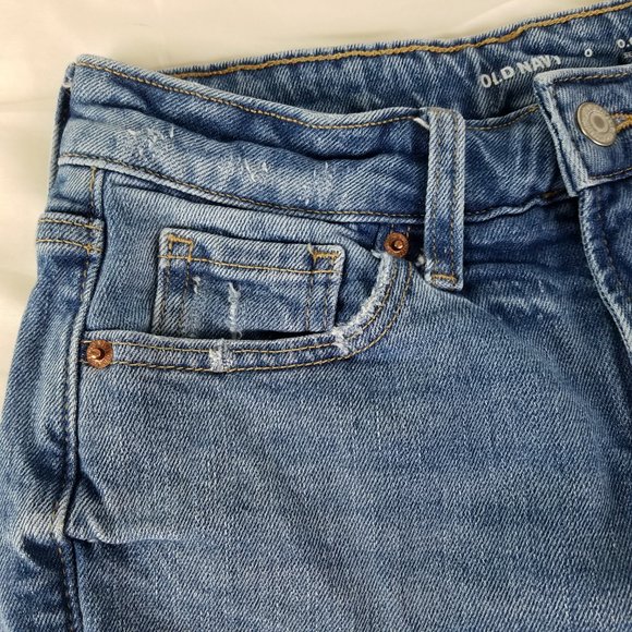 Old Navy Jeans Womens Size 0 High Rise O.G. Straight Leg Destroyed Blue Denim - Picture 11 of 14